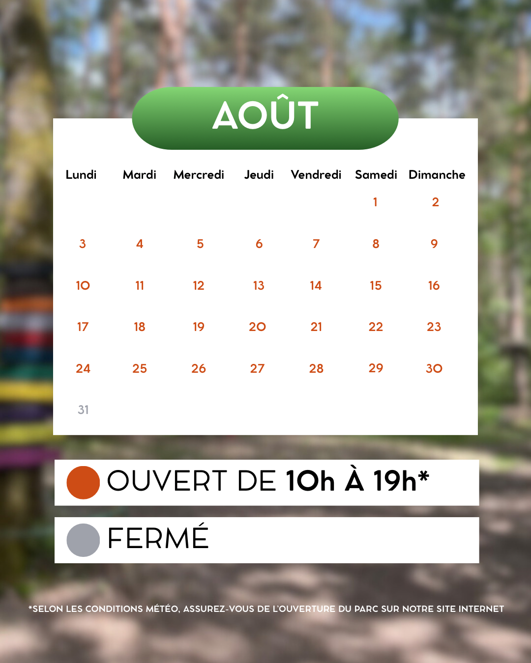 Calendrier 2026 - POST - AOUT - POST