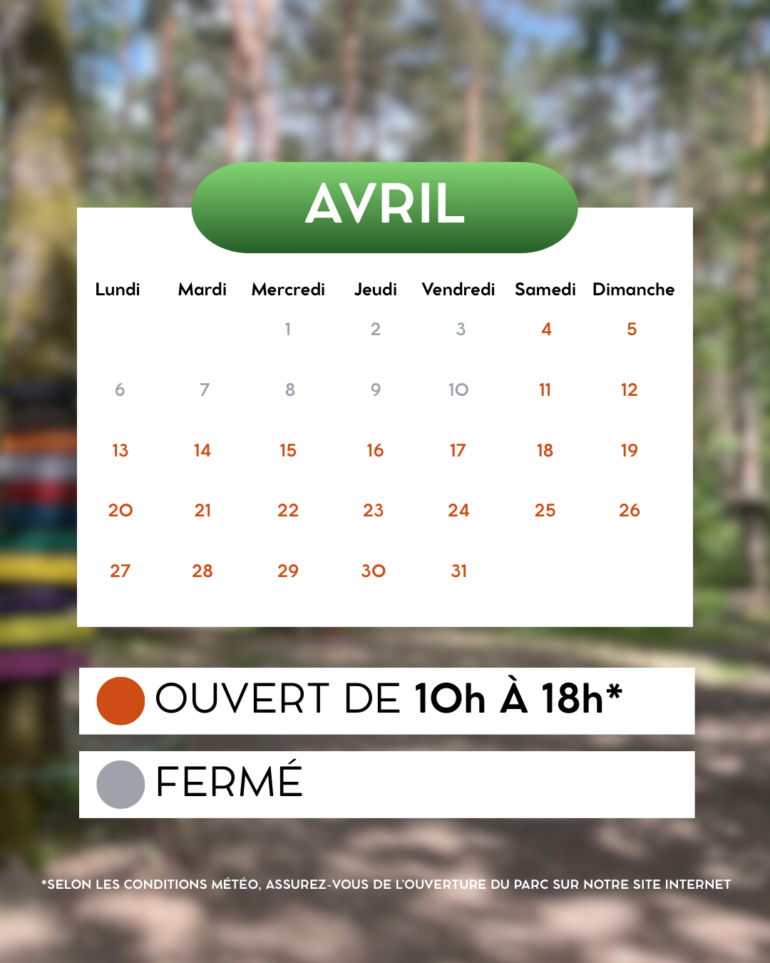Calendrier 2026 - POST - AVRIL - POST